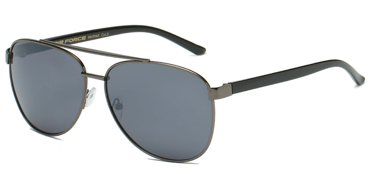 Square Aviator Sunglasses - Metallic Frame, Polymer Temple