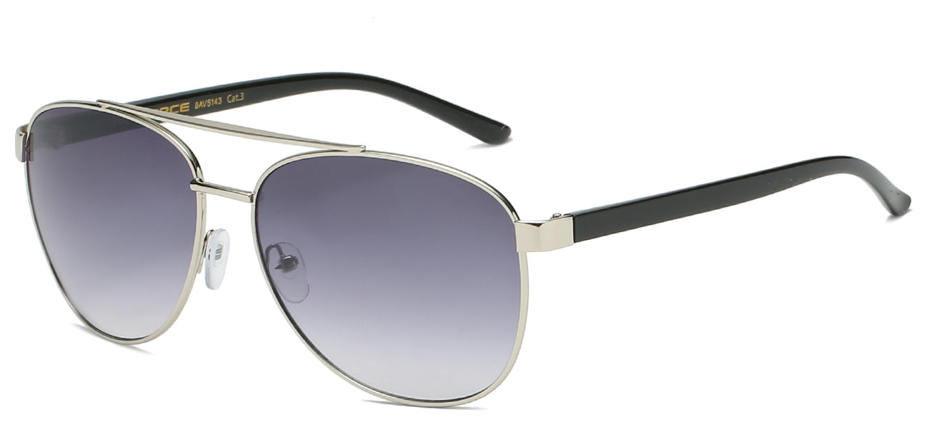 Square Aviator Sunglasses - Metallic Frame, Polymer Temple