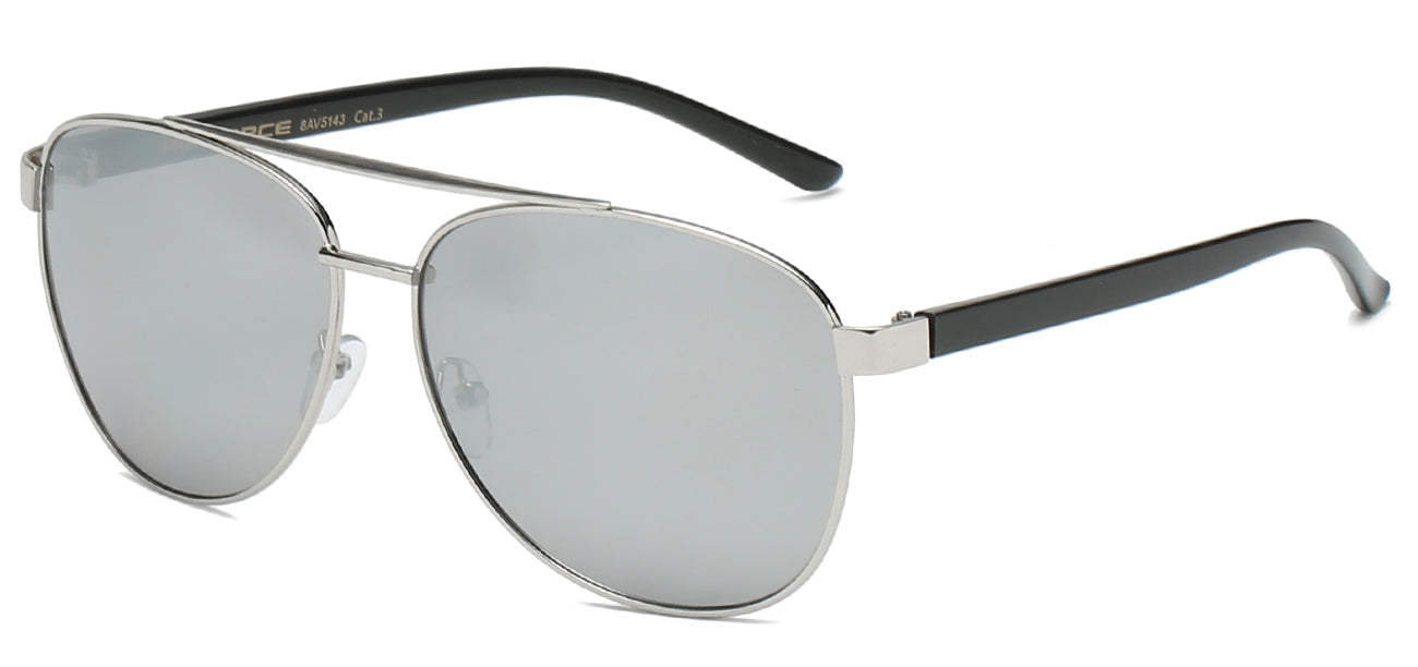 Square Aviator Sunglasses - Metallic Frame, Polymer Temple