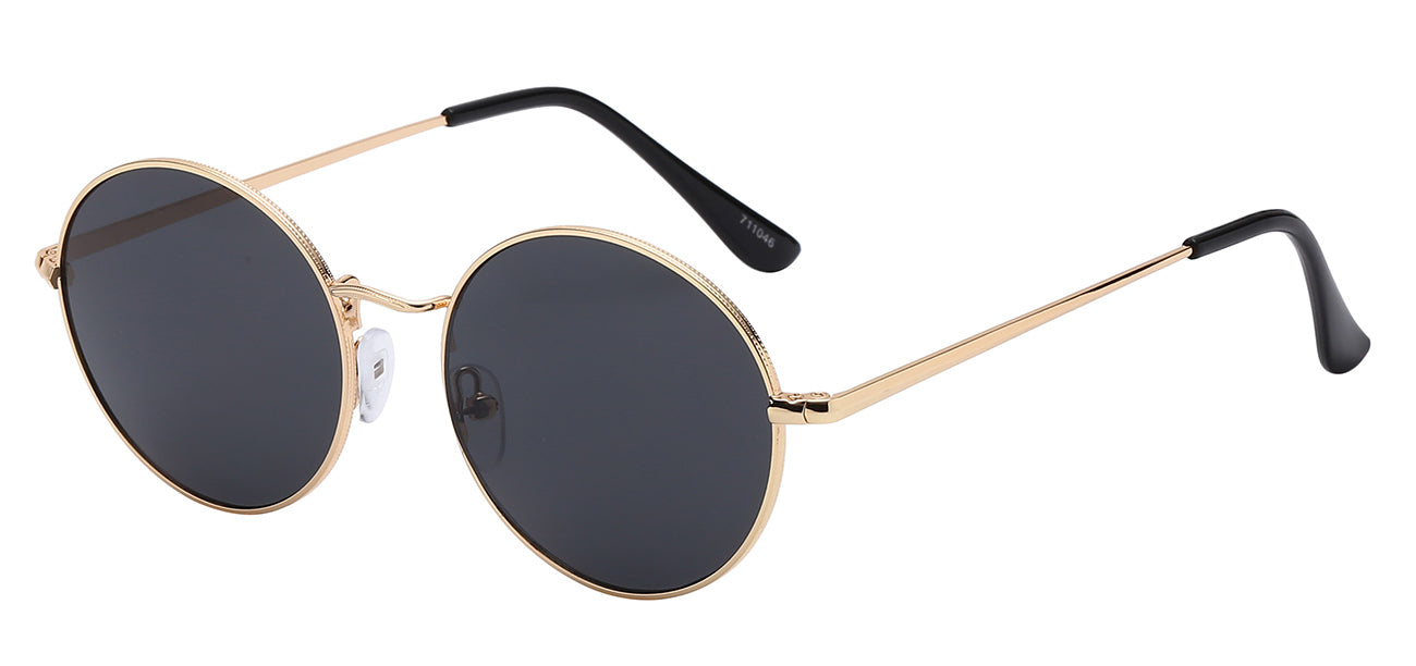 Classic Chic Straight Round Metallic Sunglasses