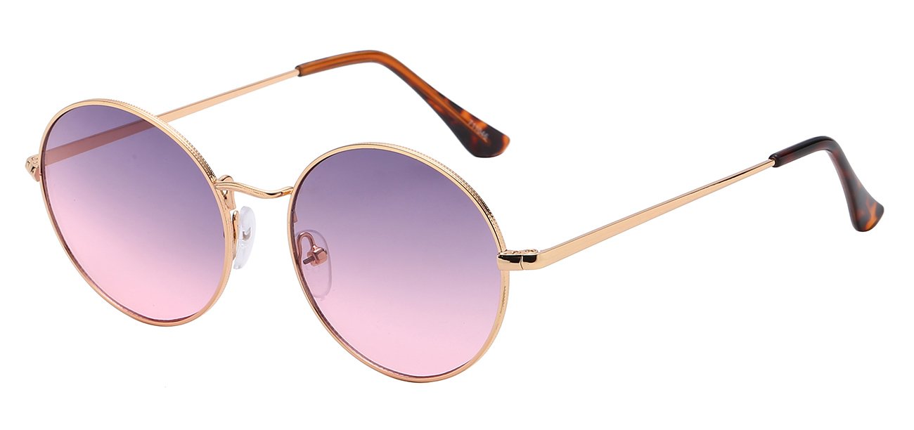 Classic Chic Straight Round Metallic Sunglasses