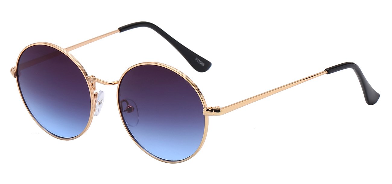 Classic Chic Straight Round Metallic Sunglasses