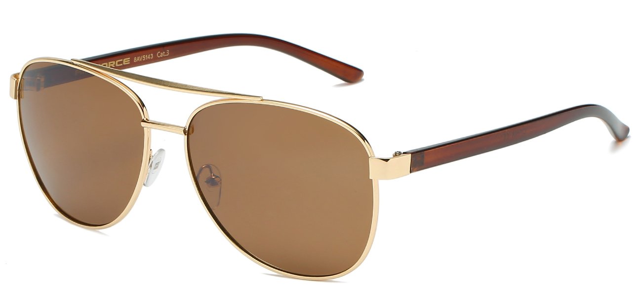 Square Aviator Sunglasses - Metallic Frame, Polymer Temple