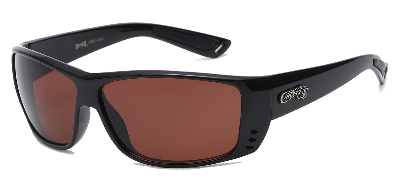 Chopper Wrap Around Sunglasses - Smoke/Flash Mirror