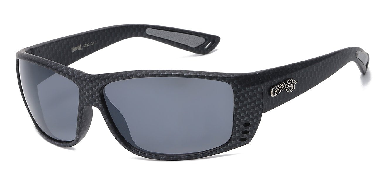 Chopper Wrap Around Sunglasses - Smoke/Flash Mirror