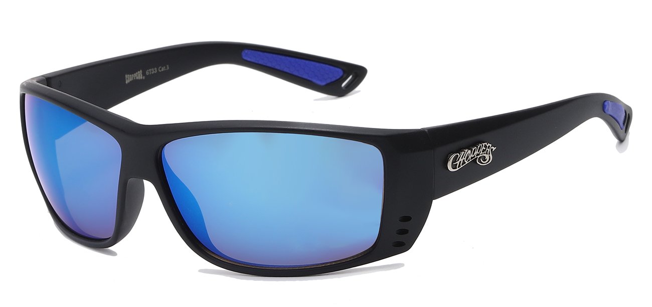 Chopper Wrap Around Sunglasses - Smoke/Flash Mirror