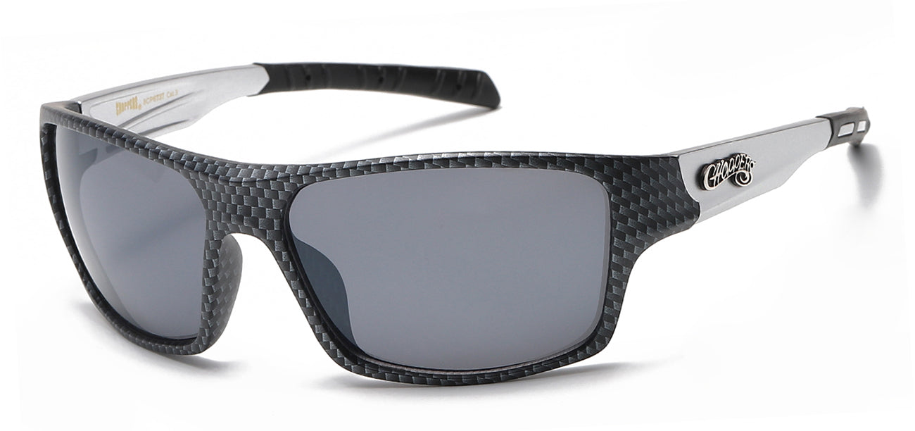 Chopper Wrap Around Sunglasses - Smoke/Flash Mirror