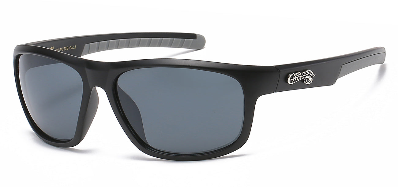 Chopper Wrap Around Sunglasses - Smoke/Flash Mirror