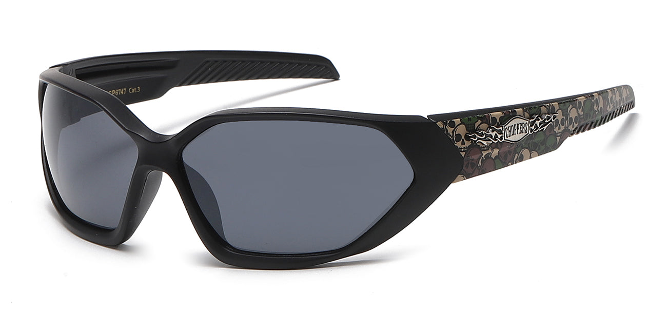 Chopper Skull Wrap Sunglasses - Smoke Lens