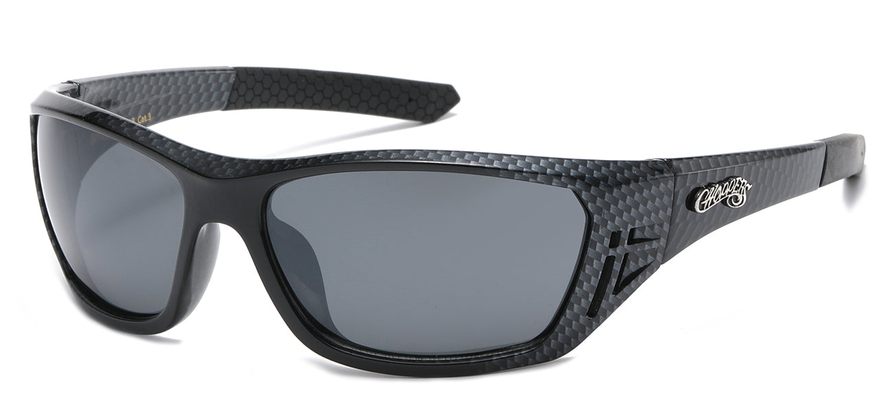 Chopper Wrap Around Sunglasses - Smoke/Flash Mirror