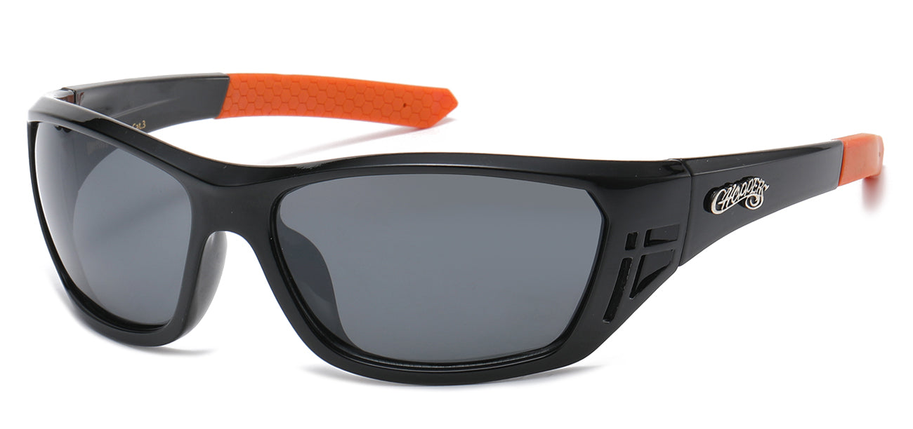 Chopper Wrap Around Sunglasses - Smoke/Flash Mirror