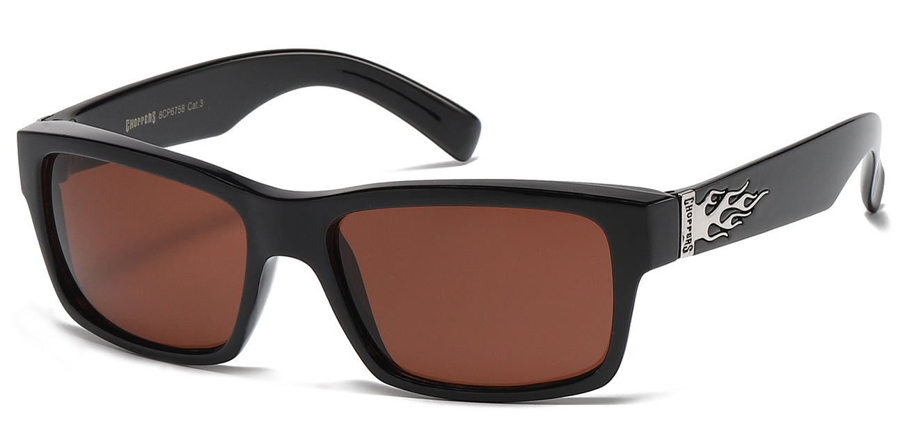 Chopper Wrap Around Sunglasses - Smoke & Flash Mirror