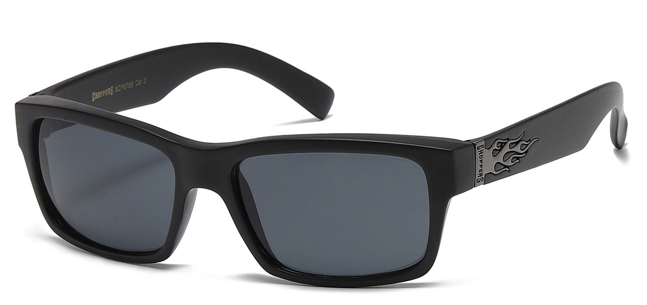 Chopper Wrap Around Sunglasses - Smoke & Flash Mirror