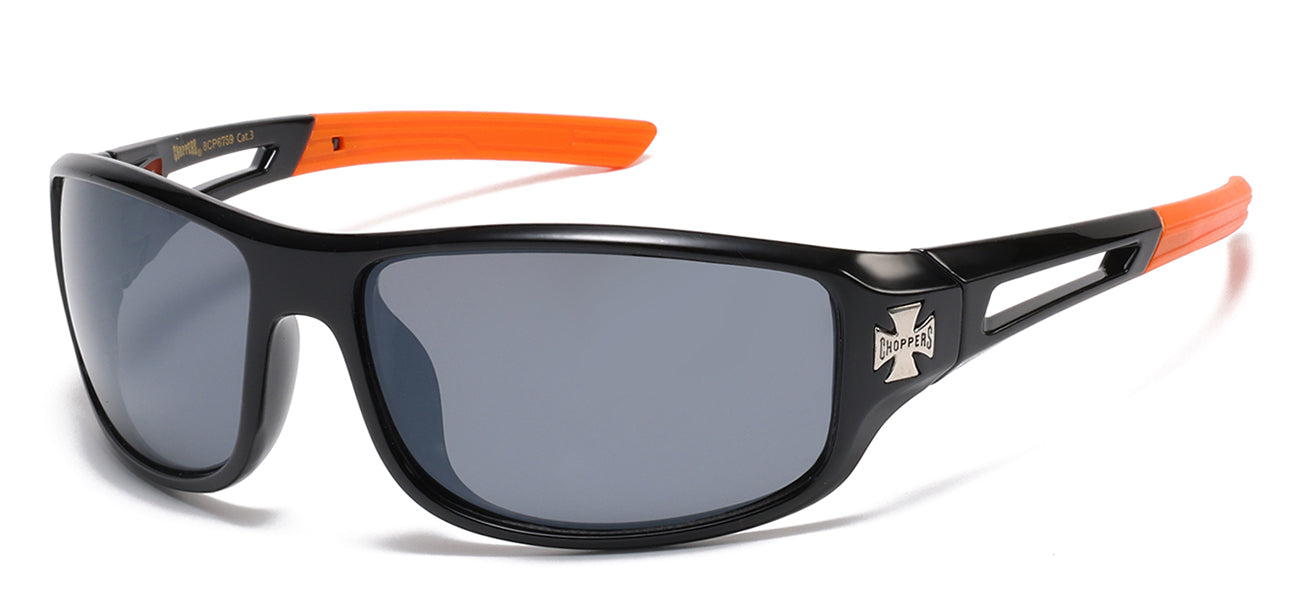 Chopper Wrap Around Sunglasses - Smoke Lens