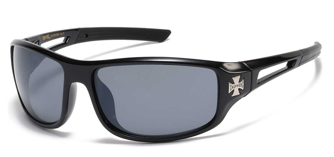 Chopper Wrap Around Sunglasses - Smoke Lens