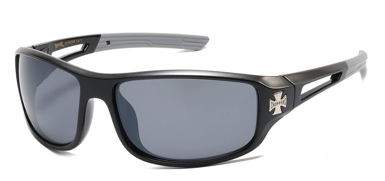 Chopper Wrap Around Sunglasses - Smoke Lens