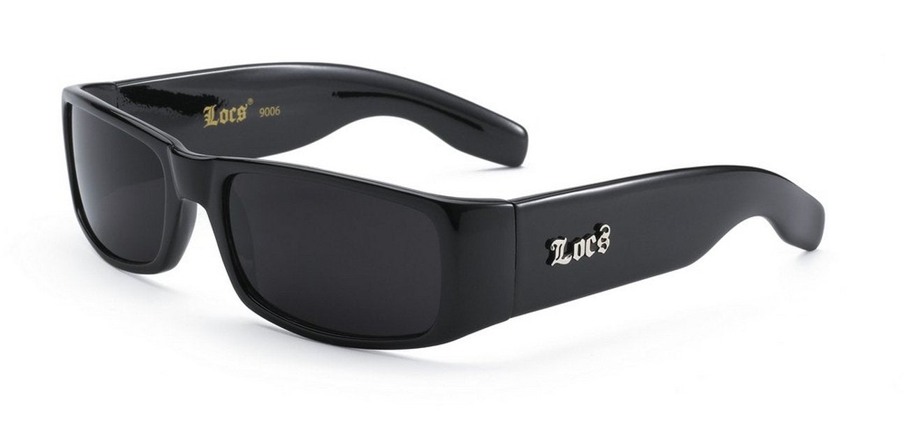 LOCS 8LOC9006-BK POLISHED BLACK MEN'S SUNGLASSES