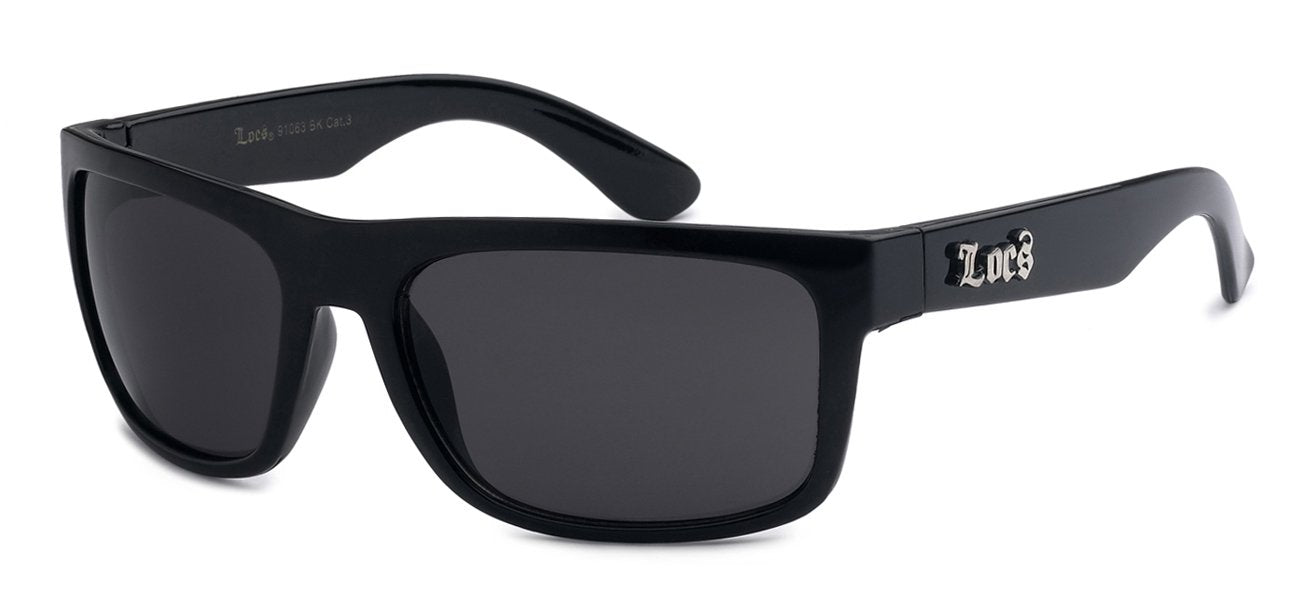 LOCS  OLD SCHOOL  SHINY BLACK FRAME UNISEX SUNGLASSES