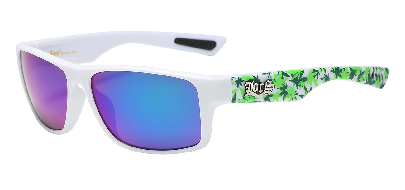 Designer Cannabis Print Square Wrap Sunglasses