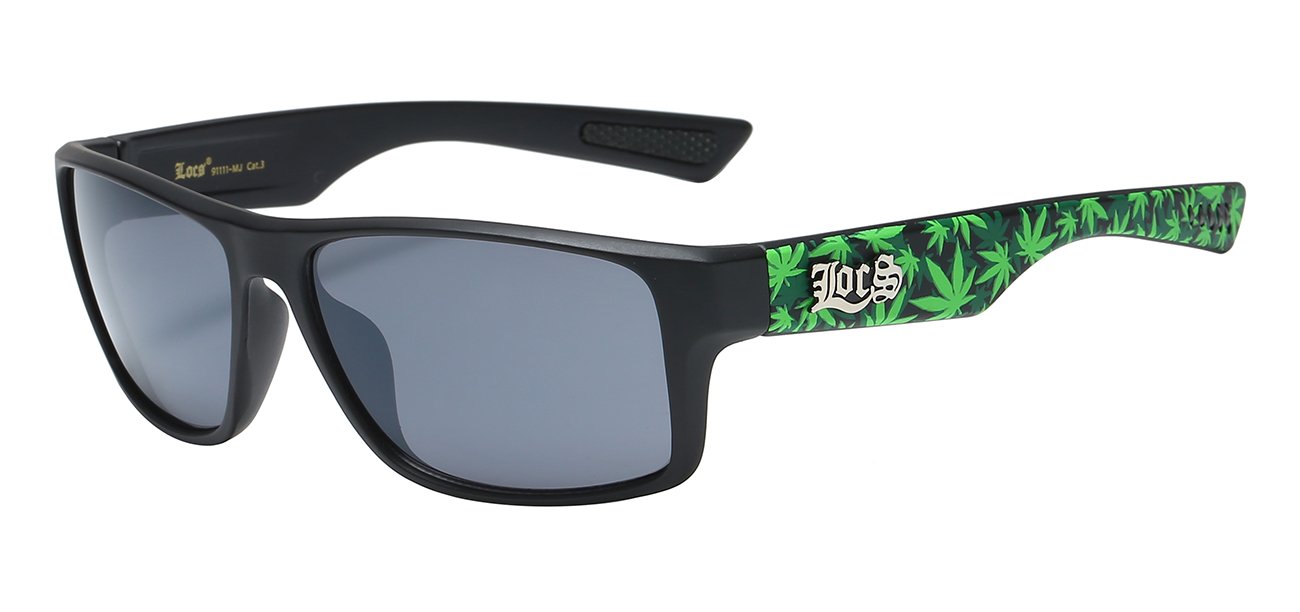 Designer Cannabis Print Square Wrap Sunglasses