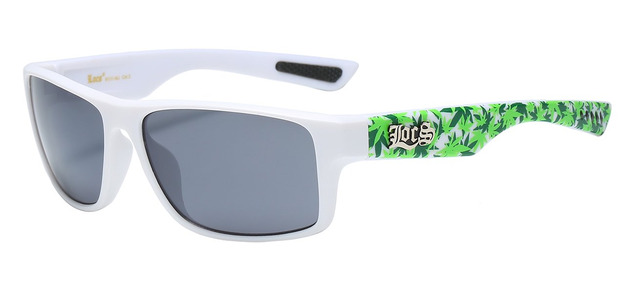 Designer Cannabis Print Square Wrap Sunglasses