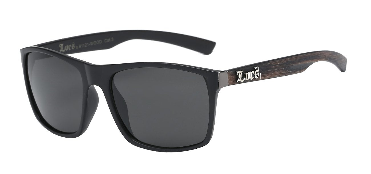 LOCS WOOD PRINT TEMPLE SUNGLASSES