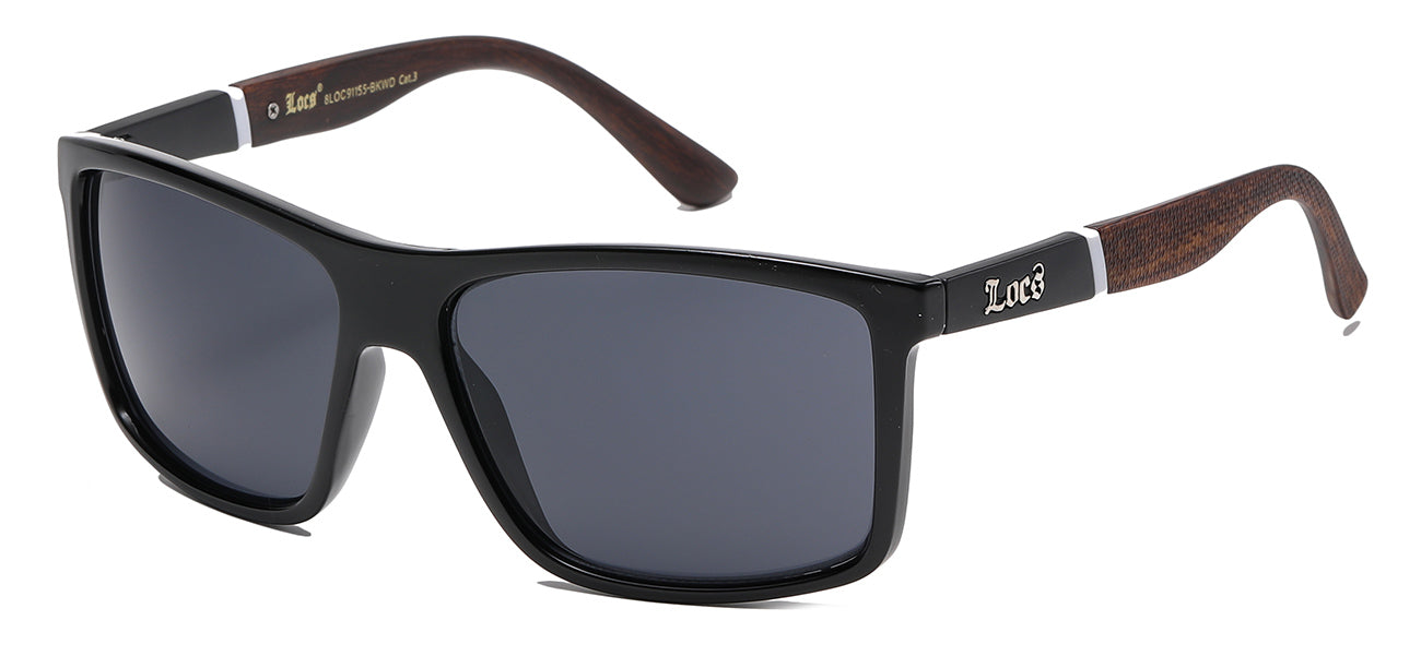 Wood Print Wrap Sunglasses - Matte Black