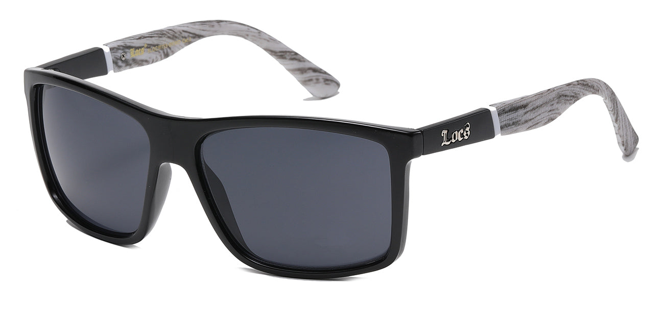 Wood Print Wrap Sunglasses - Matte Black