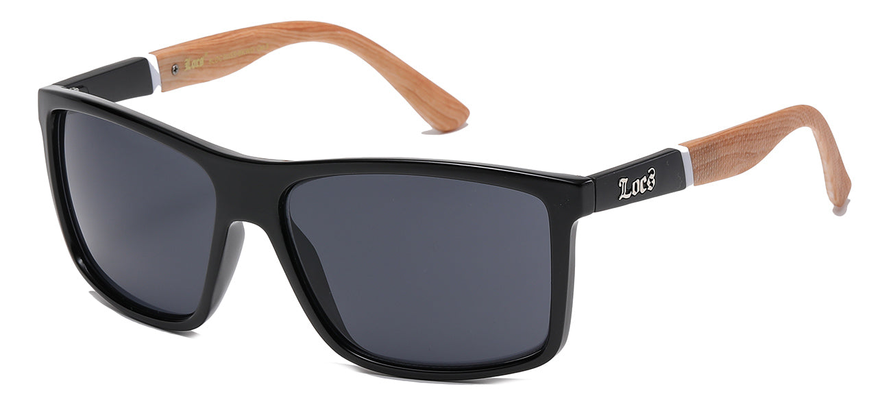 Wood Print Wrap Sunglasses - Matte Black