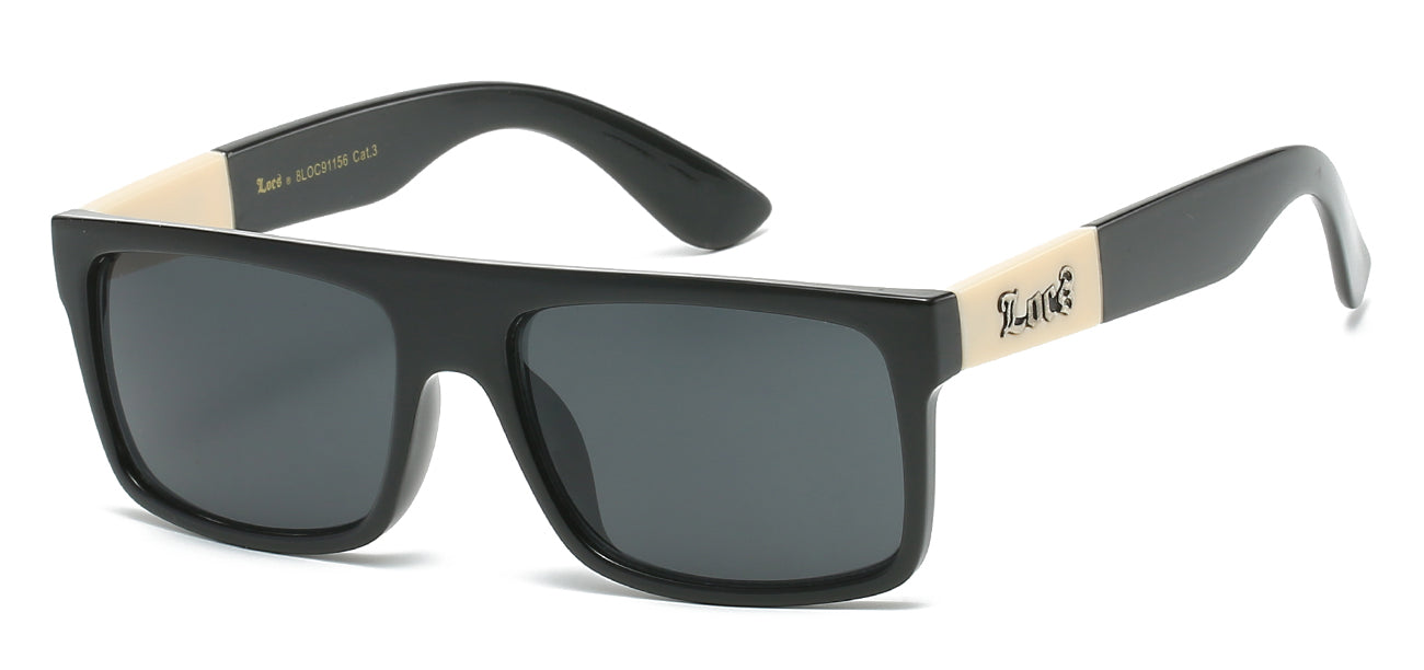 Locs Matte Black Wrap Sunglasses - Wood Print Design