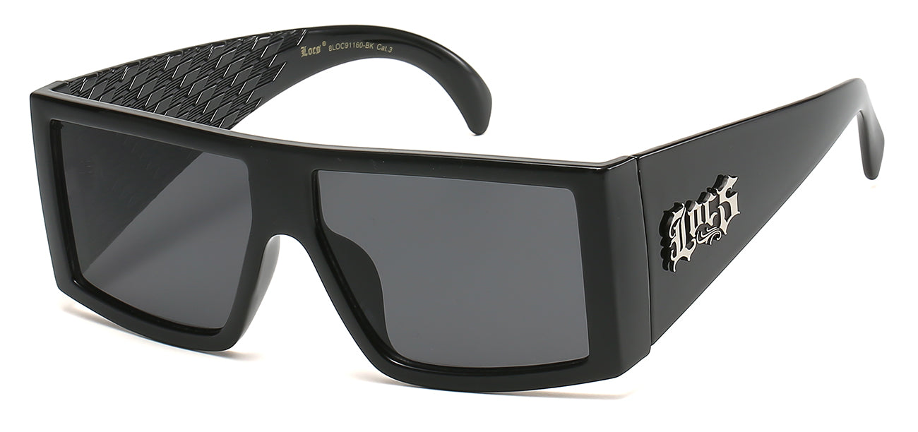 Locs Matte Black Wood Print Sunglasses - 12 Pack