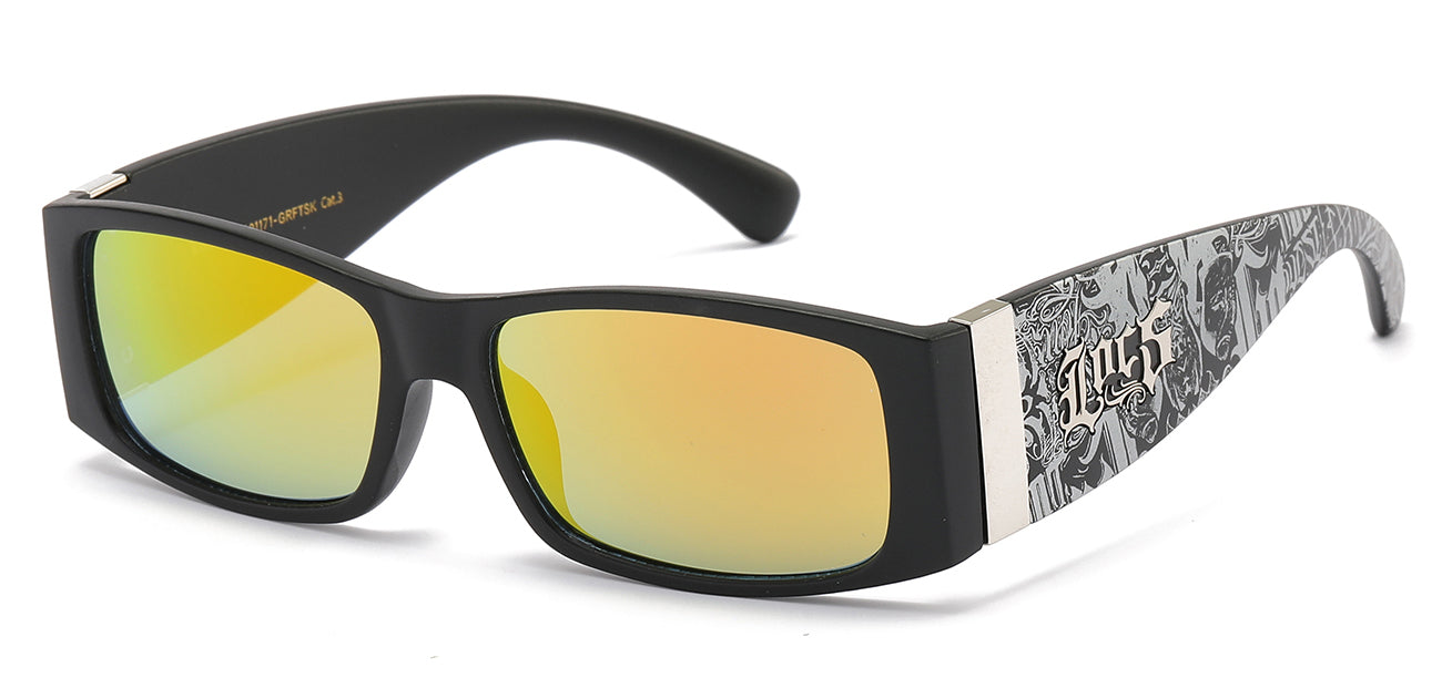 Locs Sunglasses - Black Graffiti Print