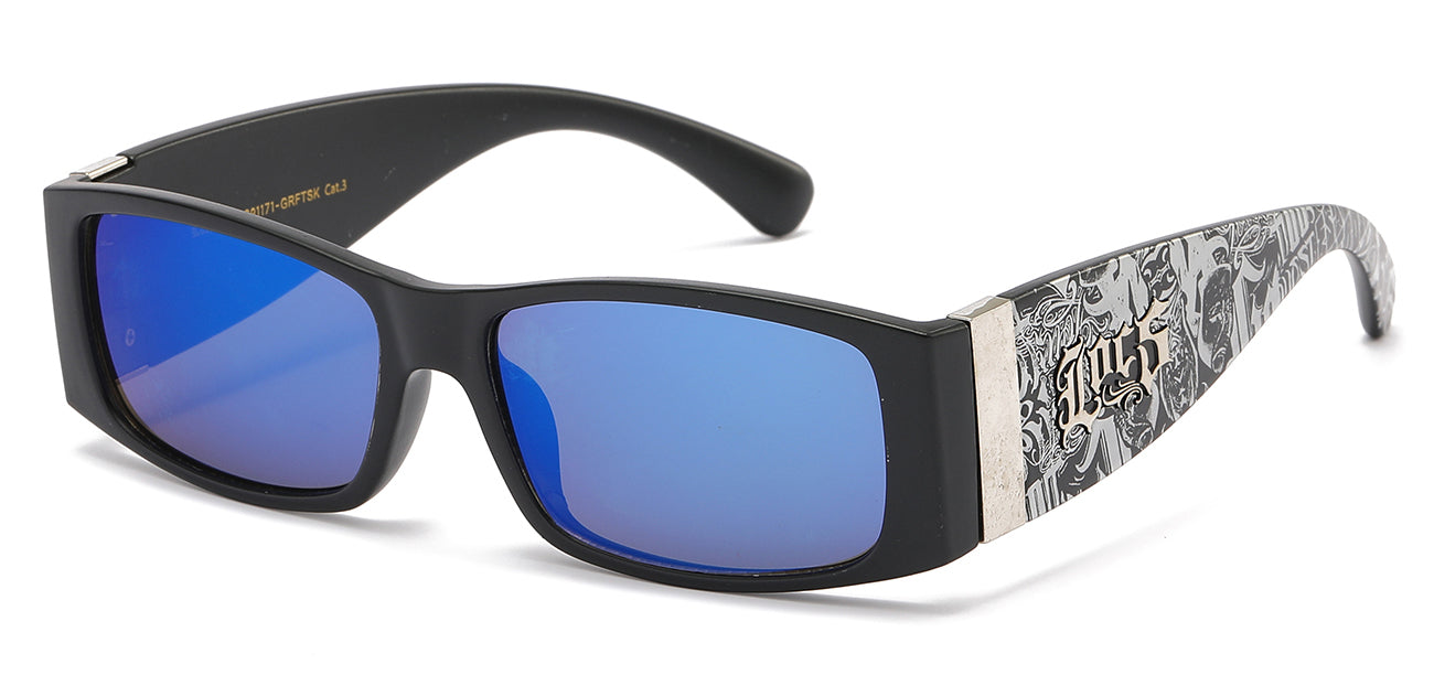 Locs Sunglasses - Black Graffiti Print