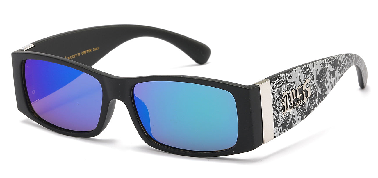 Locs Sunglasses - Black Graffiti Print