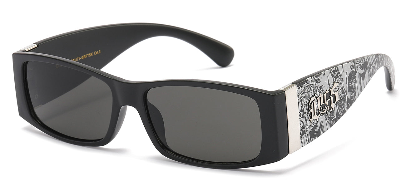 Locs Sunglasses - Black Graffiti Print