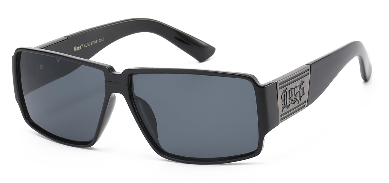 Locs Wood Print Wrap Sunglasses - Matte Black