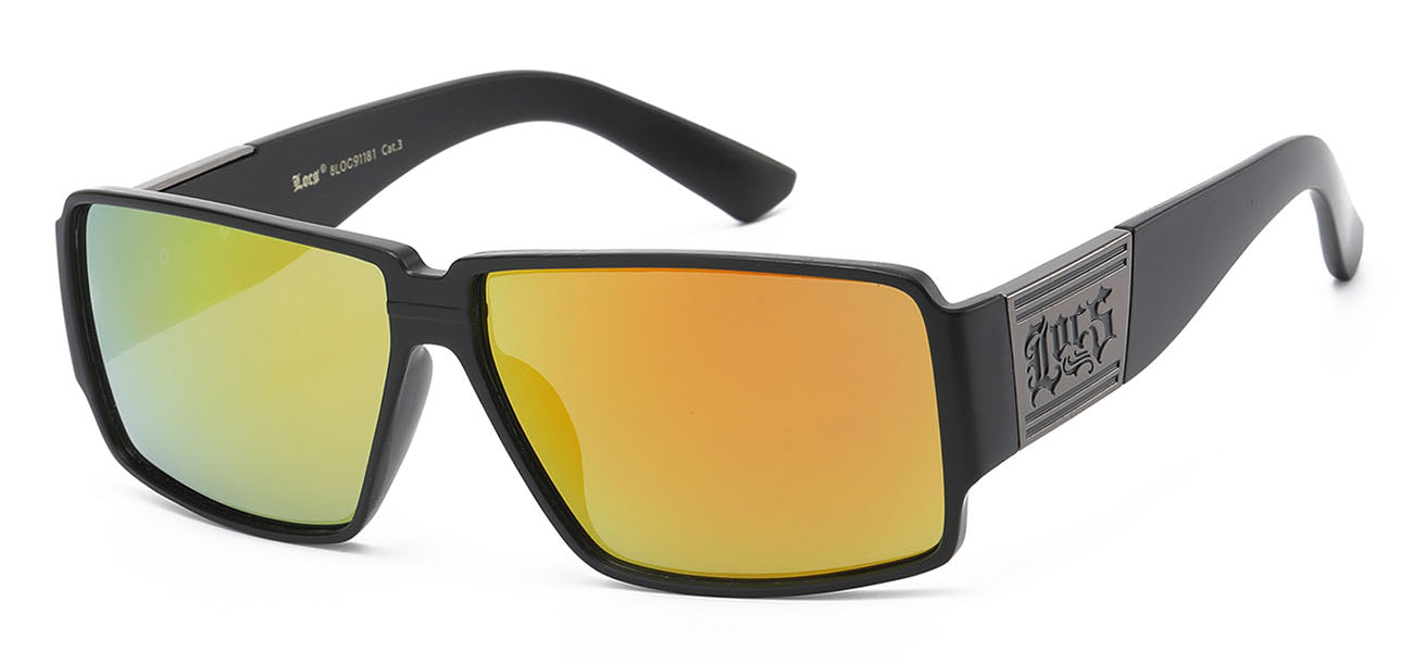 Locs Wood Print Wrap Sunglasses - Matte Black