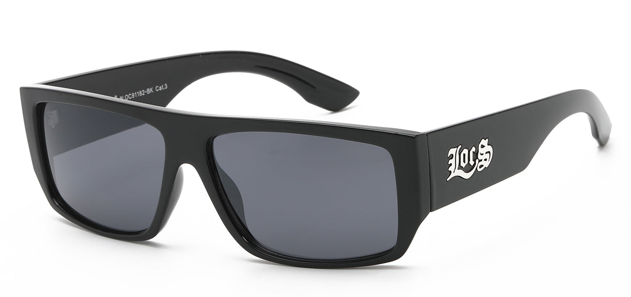 Locs Matte Black Wood Print Square Sunglasses