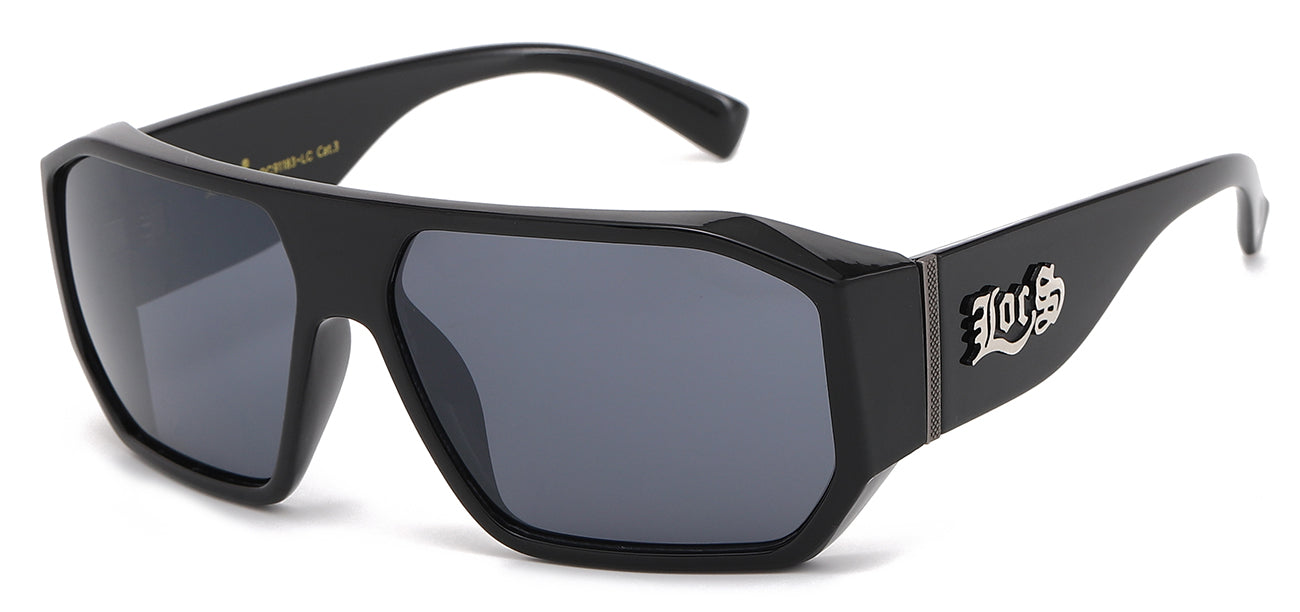 Locs Matte Black Wood Print Wrap Sunglasses