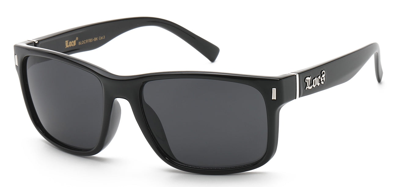 Locs Matte Black Square Wrap Sunglasses - 12 Pack