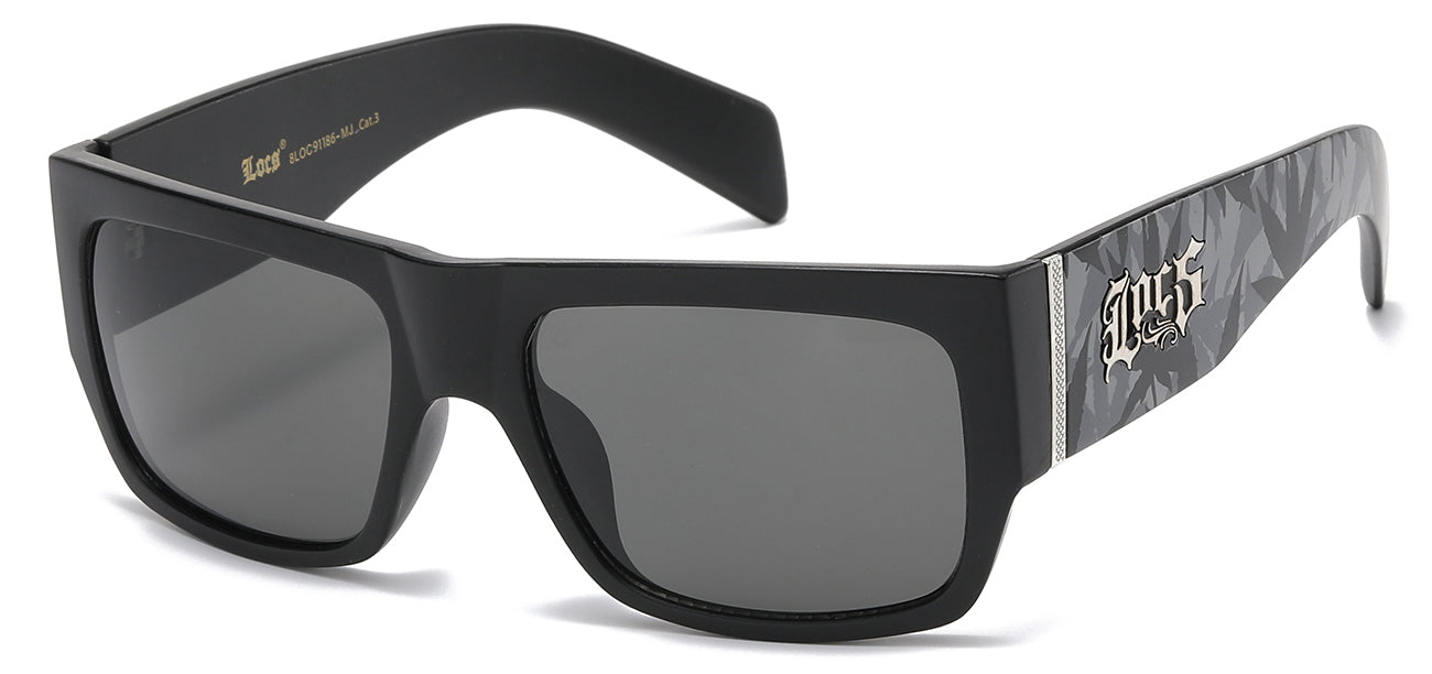 Locs Marijuana Print Square Sunglasses - Matte Black