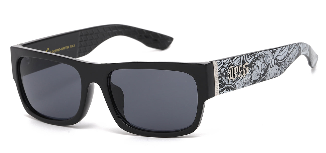 Locs Matte Black Skull Graffiti - Sunglasses Pack