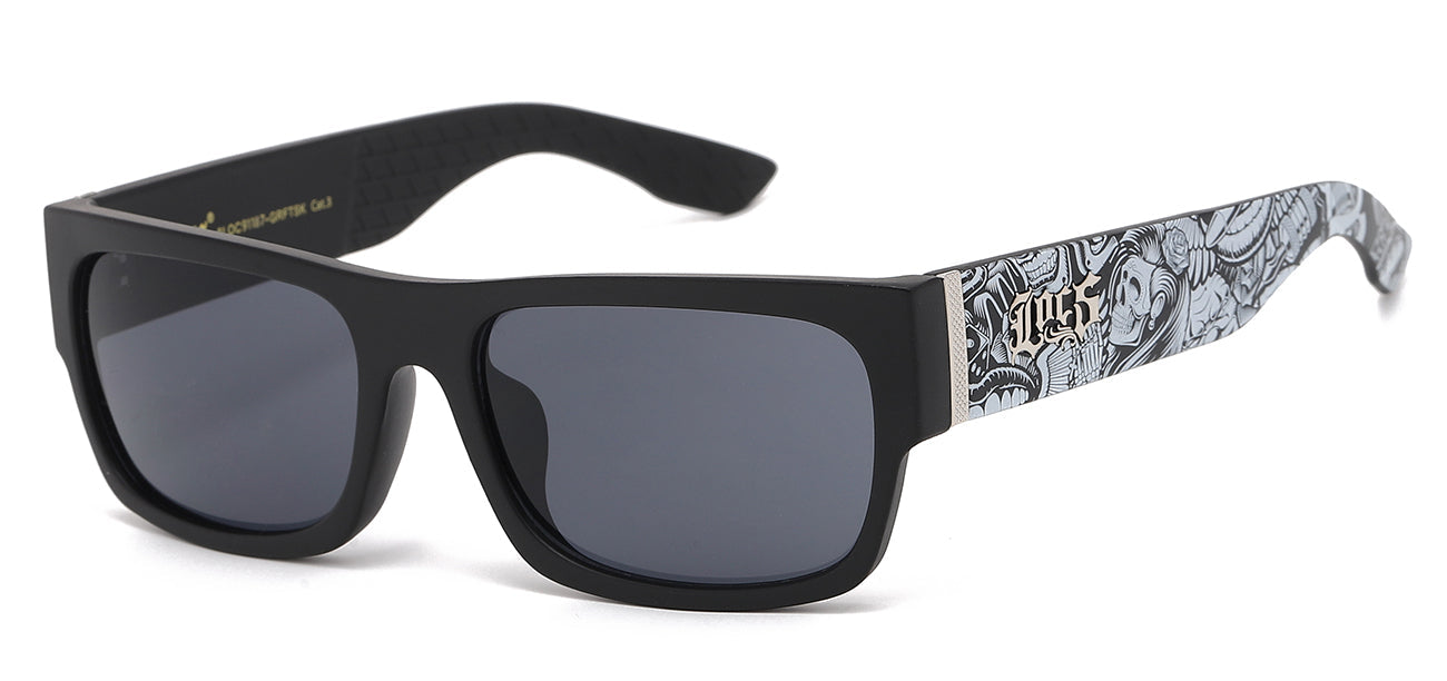 Locs Matte Black Skull Graffiti - Sunglasses Pack