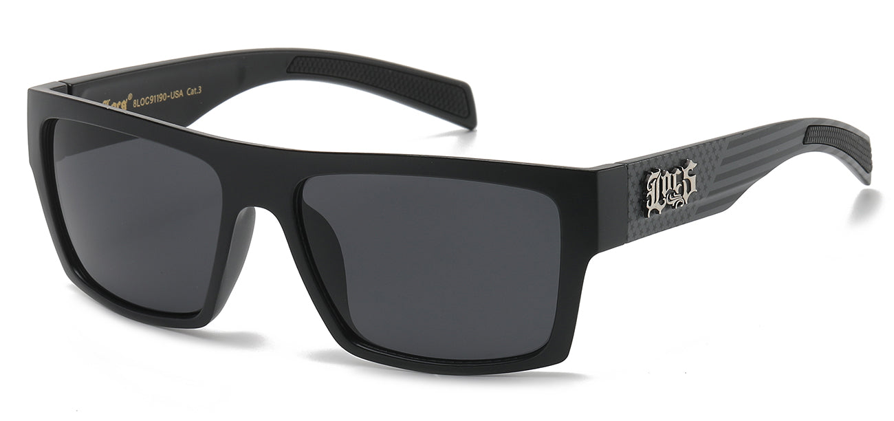 Locs Wood Print Wrap Sunglasses - Matte Black