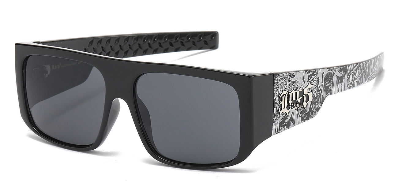 Locs Sunglasses - Black Graffiti Print