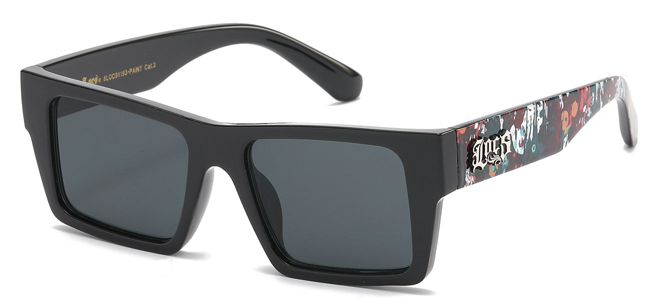 Locs Graffiti Print Sunglasses - Black