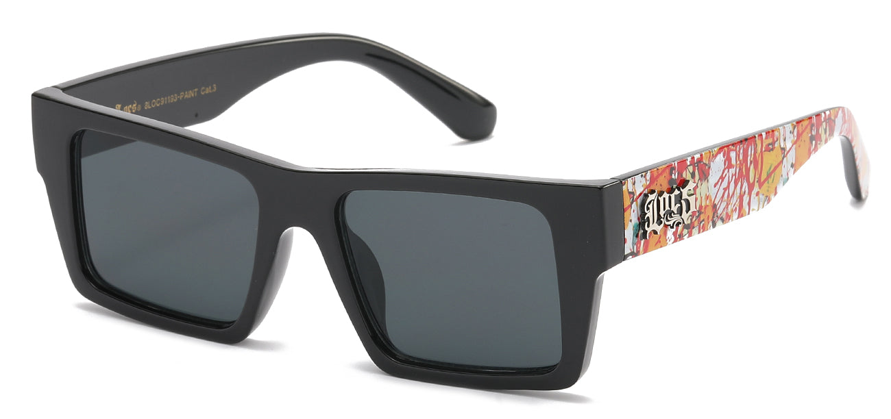 Locs Graffiti Print Sunglasses - Black