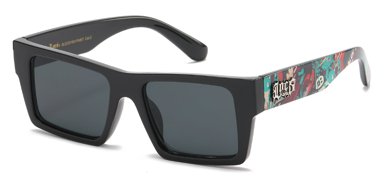 Locs Graffiti Print Sunglasses - Black