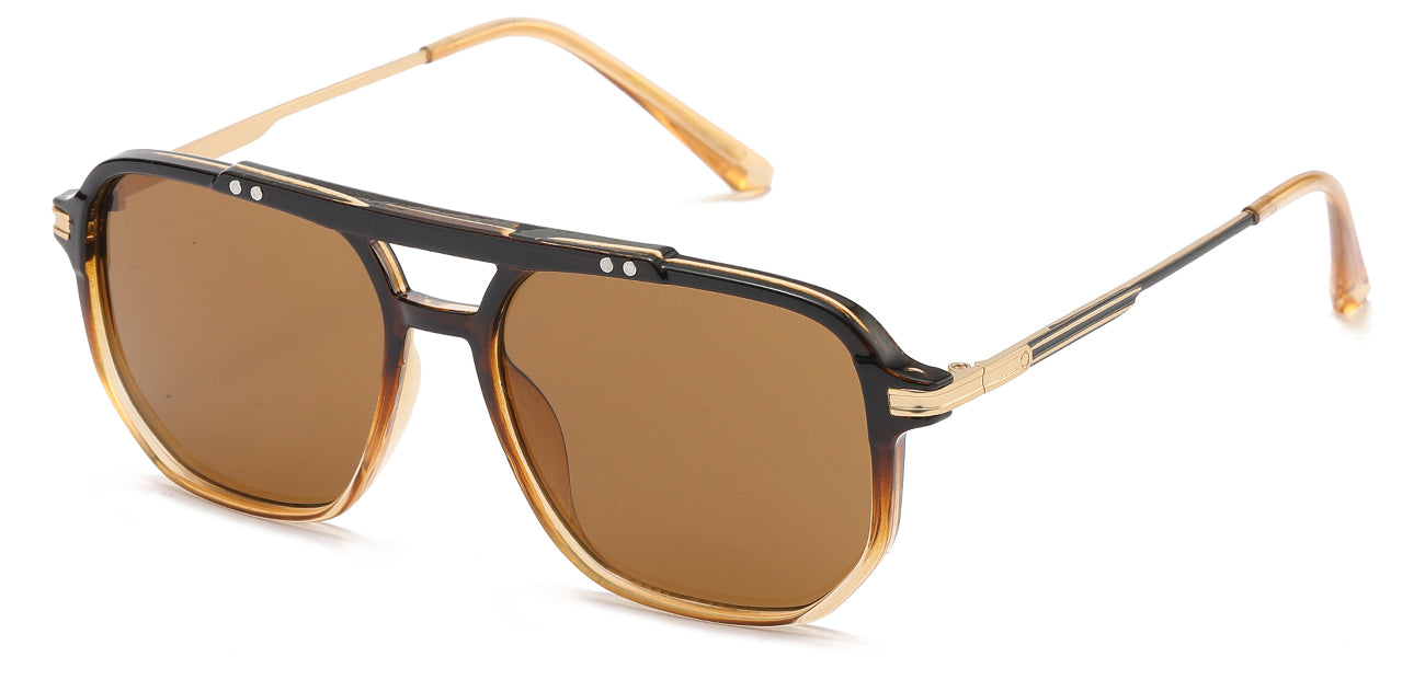 Aviator Sunglasses - Metal Frames, Dark Brown Tint