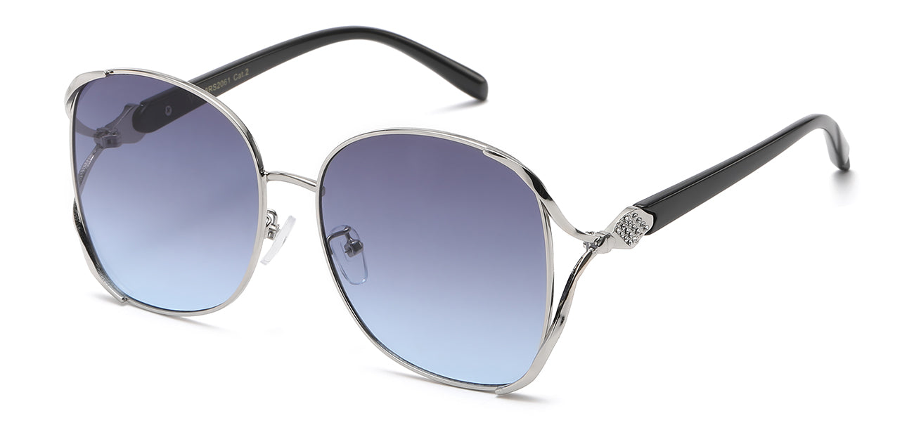 Rhinestone Accent Square Sunglasses - 8RS2061